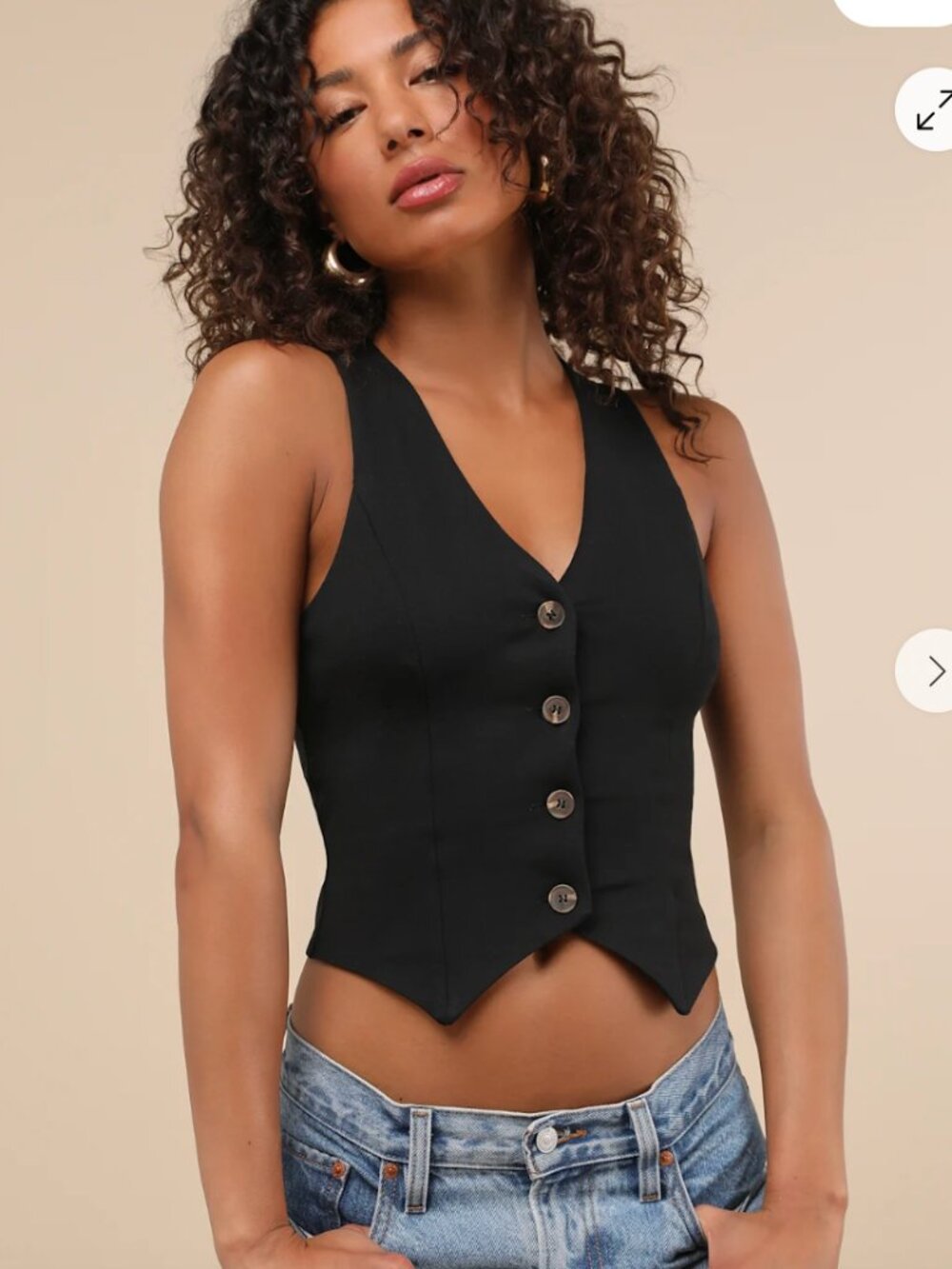 Lulus Black Sleeveless Vest Top